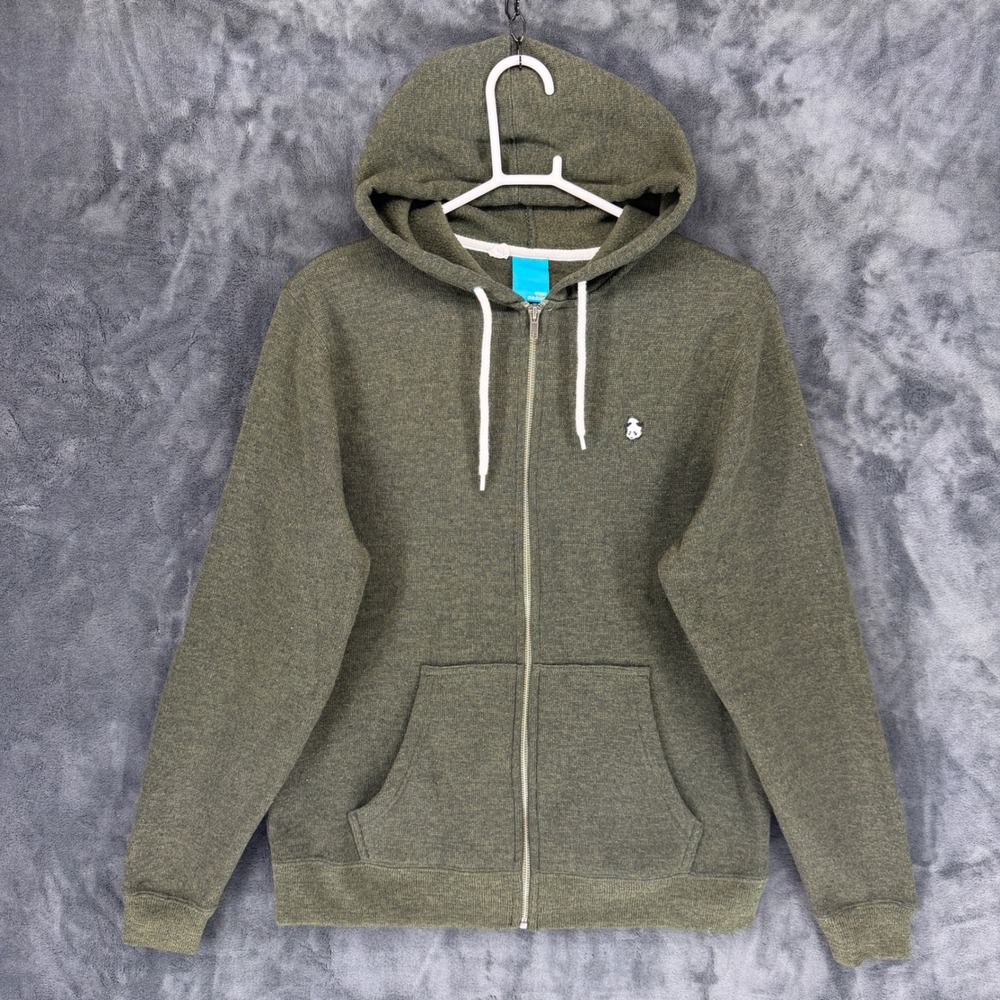 Enjoi Mens M Full Zip Hoodie Olive Green‎ Heather Panda Logo Skate Sweatshirt